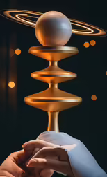 a hand is holding an object with circles around it