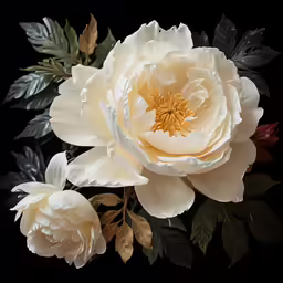 two white flowers that are sitting next to each other