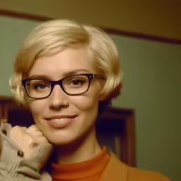 a beautiful woman in glasses taking a picture of herself
