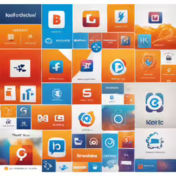 multiple colored photos showing the social network logos,the colorful image shows different types of logos