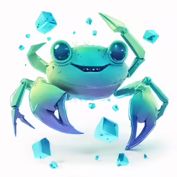 a cute little green crab with blue diamonds surrounding it
