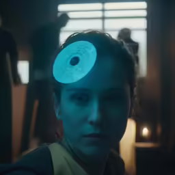 girl with strange head and light on it