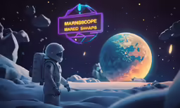 an illustration of a man in the middle of a snowy mountain looking at an earth