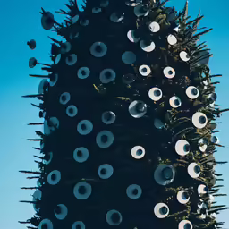 an upside down christmas tree with lots of holes