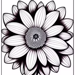 a black and white drawing of a flower,an illustration of a flower with black and white lines