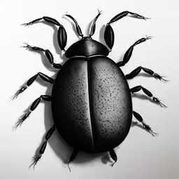 a black and white photo of a bug on a white background