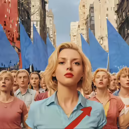 a woman standing in front of other people