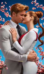 the newly married couple pose for their picture