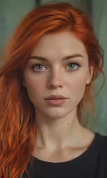 a beautiful red haired girl with blue eyes