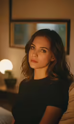 a woman that is sitting on a couch