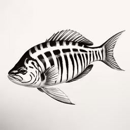 a fish with a long tail and striped body
