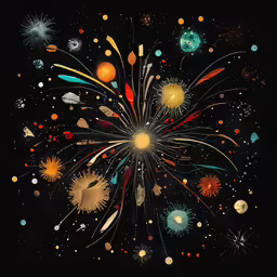 fireworks exploding out on a black background