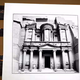 an old building with a lot of pillars on it