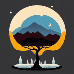 a large tree that is under a moon