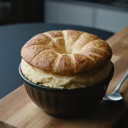 a large loaf of bread sitting in a dish on a cutting board