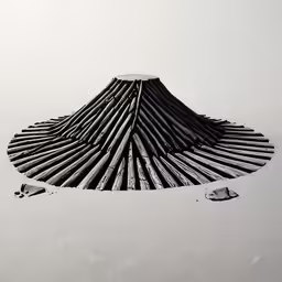 a giant umbrella with black and white graphic artwork