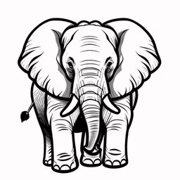 an elephant with tusks standing on a white background,an elephant with large ears standing alone