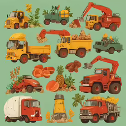 a picture of a large set of garbage trucks