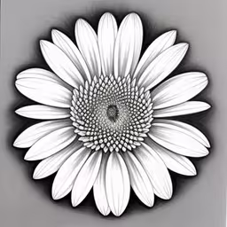 a drawing of a white flower with dark background,a flower that has very detailed details inside