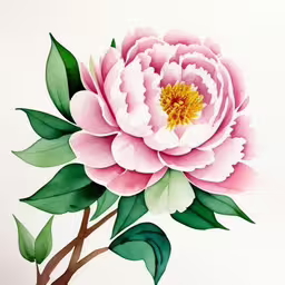 a painting of a flower on a white background,an image of a painting of a pink and white flower