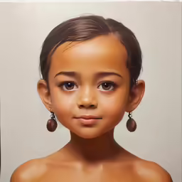 a digital painting of a child with big brown earrings