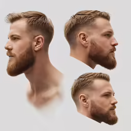 two pictures of man with a beard and hair
