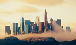 a city in the distance is seen in this photo