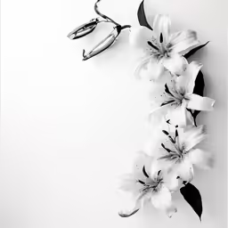 flowers are in the center of a white background