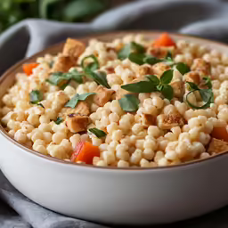 a plate filled with corn and garbana on top of a cloth