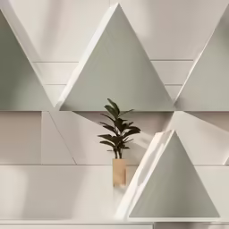 a plant sitting in a white vase on top of a counter