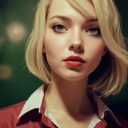 a woman with red lipstick on her lips