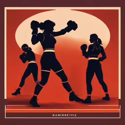 this illustration shows three women boxers during the early century,an image of a poster with women in boxer shorts