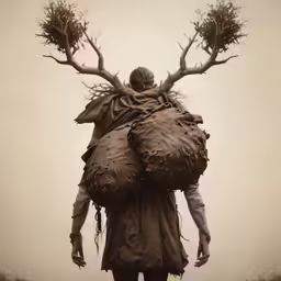 a person in a costume is standing near a tree