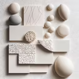 some white, black, and gray objects sitting on a table