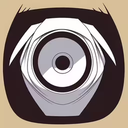 this is an illustration of a can in a square frame,a close up image of a paper spiral in color,the camera is zooming through some paper,there is a black and white poster with a round object on it,a black and white design that resembles an abstract object