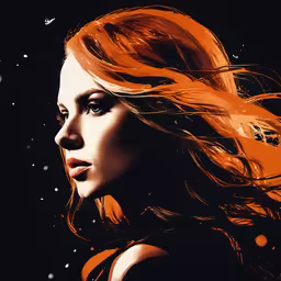 a woman with her hair in the wind,a digital painting of a woman with her hair in the wind