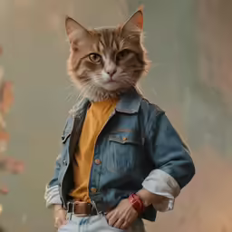 a person dressed as a cat with a jacket