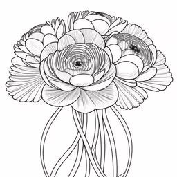 flowers are the main flower in this drawing,the flower in the vase is a drawing that i