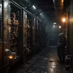 a subway car in the dark of night