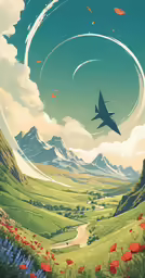 this is a nice piece of art with a jet flying through the air