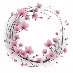 a flower arrangement with pink petals arranged in a circle
