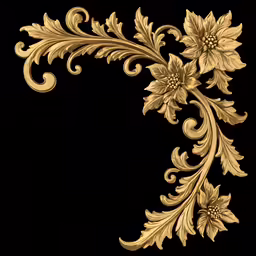 a gold flower border on a black background