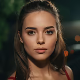 a woman in a red top has very long hair