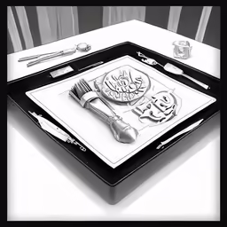 a couple of pieces of art that are on a tray