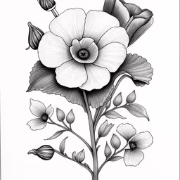 flowers with a butterfly in the middle of them,a drawing of an art work with flowers
