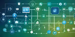 graphic design of connected data and electronics,an image of the flow chart for a cloud computing application