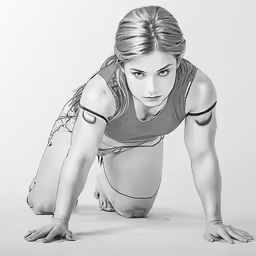 a woman is in an image in the middle of the photo