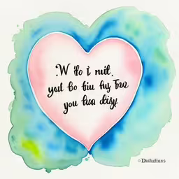 a watercolor heart on a white paper with words about love and affection,a heart in watercolor on paper with the quote,