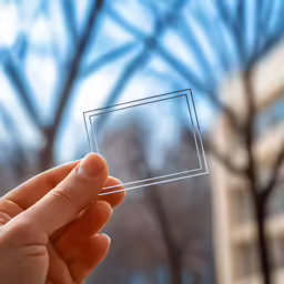 someone holding up a rectangular piece with a thin line in the middle