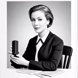 a woman is using a cell phone at a table